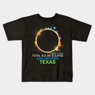 Total Solar Eclipse 2024 San Antonio Texas Colorful Totality Kids T-Shirt